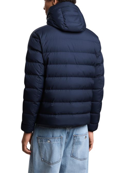 Piumino con cappuccio in nylon trapuntato logo lettering jacquard EMPORIO ARMANI | Giubbotti | EM003043 AF15384UB118